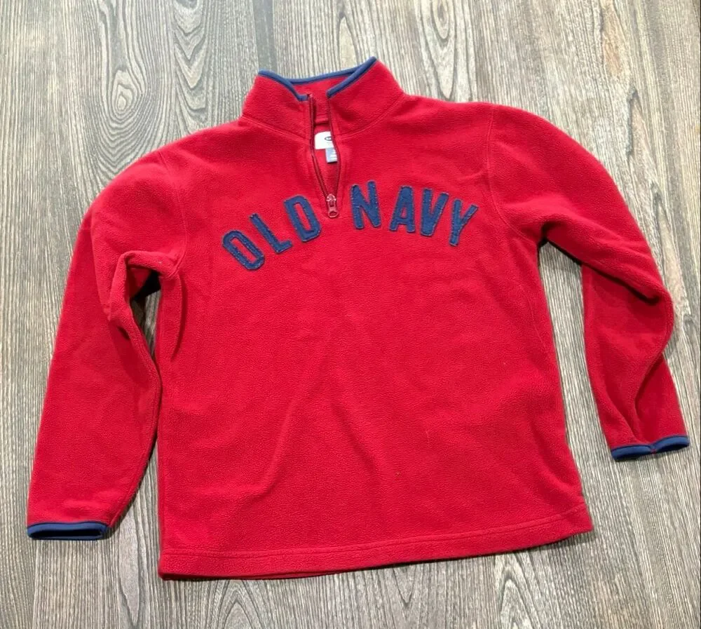 Old Navy Boys' Fleece Quarter Zip Mock Neck Pullover Sweatshirt Red Medium